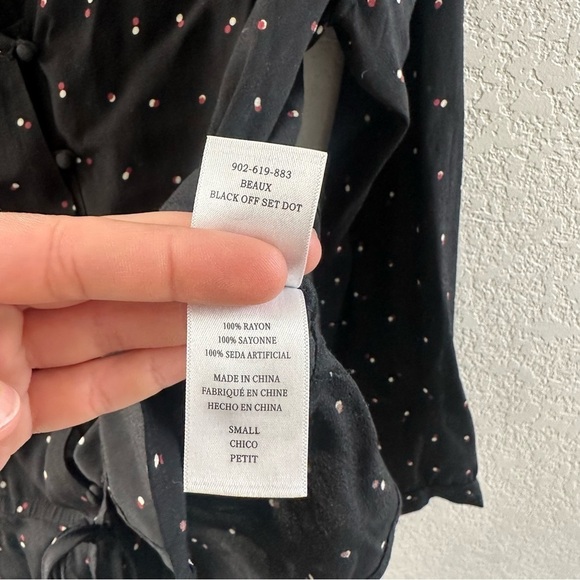 Rails Beaux Blouse Black Offset Dot Button Front Top - Picture 7 of 9